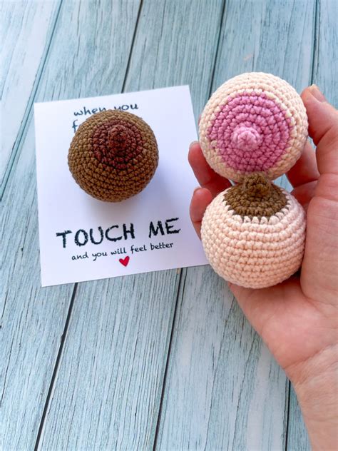 Touch Me Tits Card Breast Card Funny Card Adult Friendship Hand Sewn