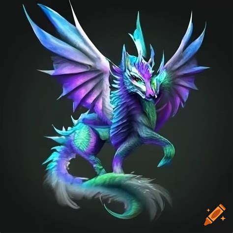 Wolf Dragon Mythical Creature With Vivid Colors And Luscious Fur On Craiyon