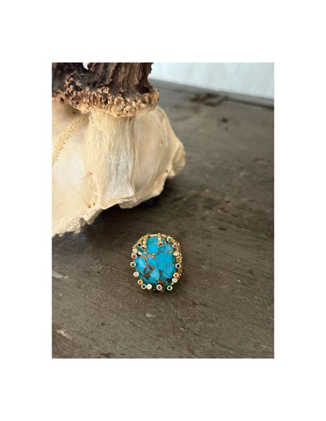 Bague Cabochon Facett Pierre Naturelle Turquoise Boutique