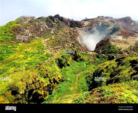 The Crater Of The Volcano La Soufrière Near Saint Claude Guadeloupe