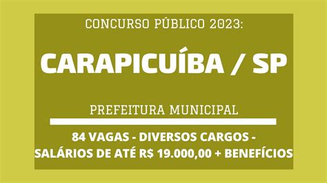 Prefeitura de Carapicuíba SP 2023 abre Concurso em Todos os Níveis