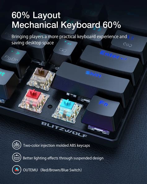 BlitzWolf BW KB0 Gamer billentyűzet 61db mechanikus OUTEMU