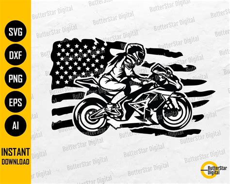 American Biker Girl Svg Usa Flag Superbike Svg Motorcycle T Shirt Decal