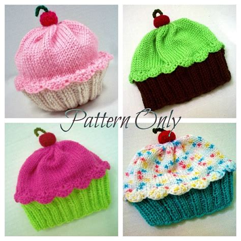 Knitting Pattern Cupcake Hat PDF INSTANT DOWNLOAD Cherry on - Etsy