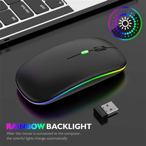 TROPRO LED Bluetooth Wireless Mouse, Dual Mode Rechargeable Silent