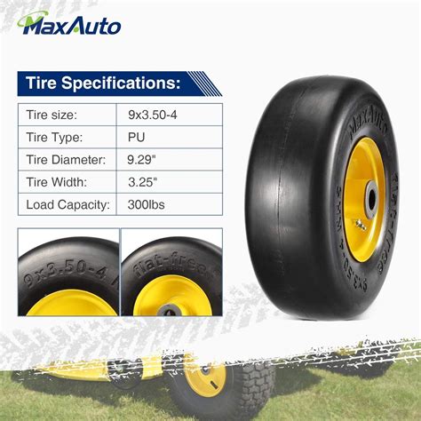 Buy MaxAuto Set Of 2 9x3 50 4 9x3 50x4 Lawnmower Tire On Wheel 3 5