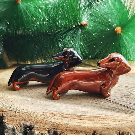 Dachshund figurine ceramics handmade, statuette porcelain - Inspire Uplift