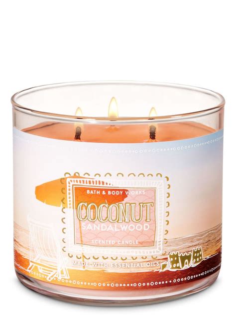 Coconut Sandalwood 3 Wick Candle By Bath And Body Works Sandalwood