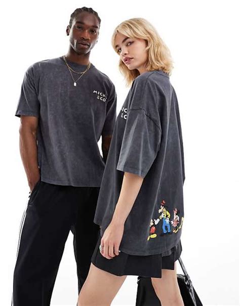 Asos Design Disney Unisex Oversized T Shirt With Mickey And Friends