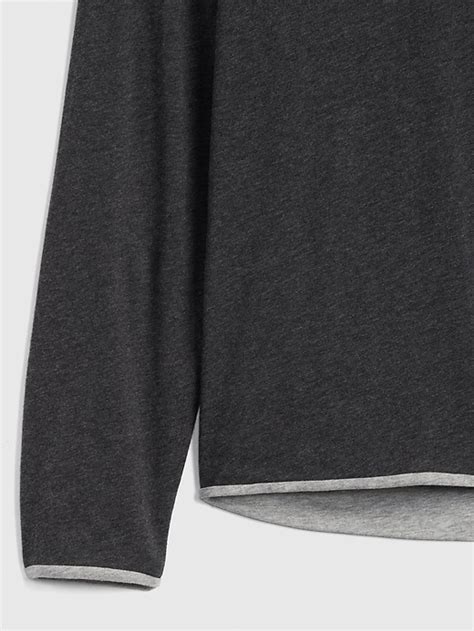 Long Sleeve Double Face Crewneck T Shirt Gap