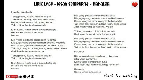 Lirik Lagu Kisah Sempurna Mahalini Youtube