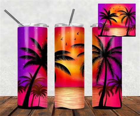 Sunset Beach 20oz Skinny Tumbler Sublimation Designs For Etsy