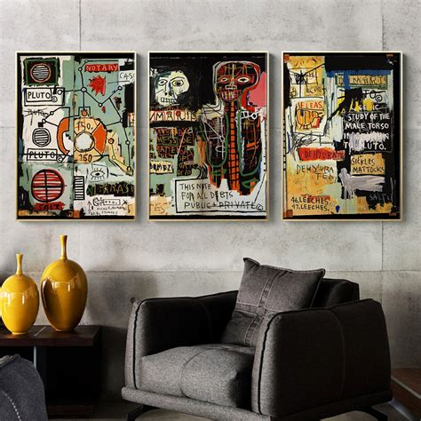 Wall Art Jean Michel Basquiat Artwork 3 Sets Poster Prints Canvas