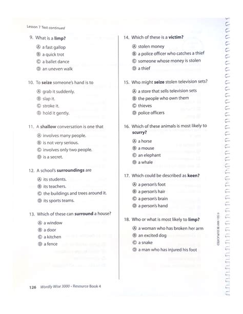 Wordly Wise Th Grade Lesson Test Kimberly Lind Vg Library