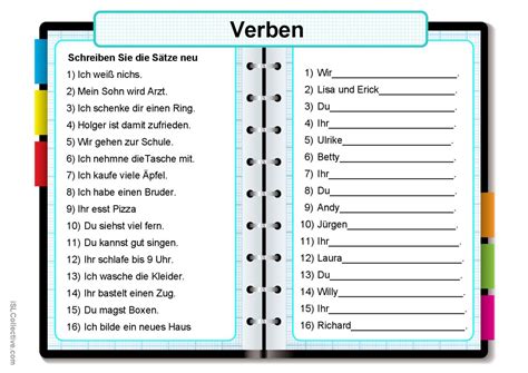 Verben Deutsch Daf Arbeitsblätter Pdf And Doc