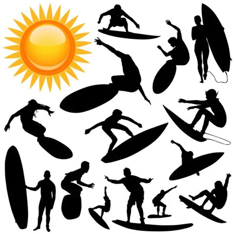 Surfing Silhouette Stock Vector Bogalo 10851423