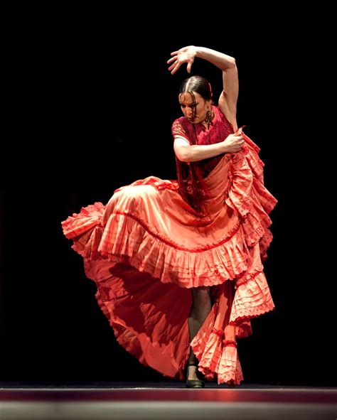 Spanish Flamenco Dancer In Beautiful Orange Dress Flamenco Dancers