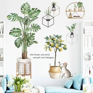 Jual Wall Sticker Tanaman Aesthetic Monstera Tropical Plant Cat Stiker