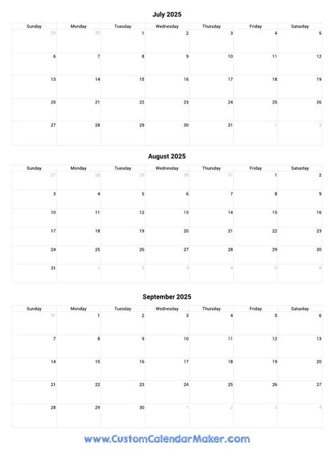 July To September Calendar Printable Free Rheta Valaria