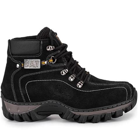 Bota Botina Coturno Masculino Adventure Cat Caminhada em Couro Legítimo