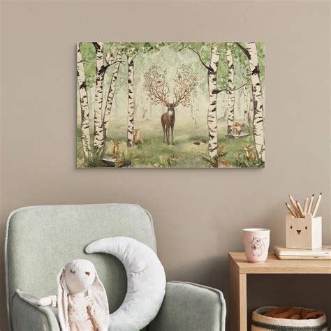 Tableau sur bois Kikki Belle Cerf en été wall art fr