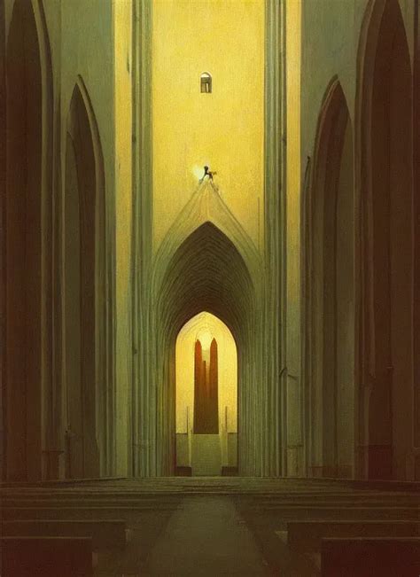 Cathedral Edward Hopper And James Gilleard Zdzislaw Stable Diffusion