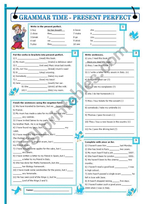 Grammar Time Present Perfect With Key Editable Esl Worksheet By Veljaca82