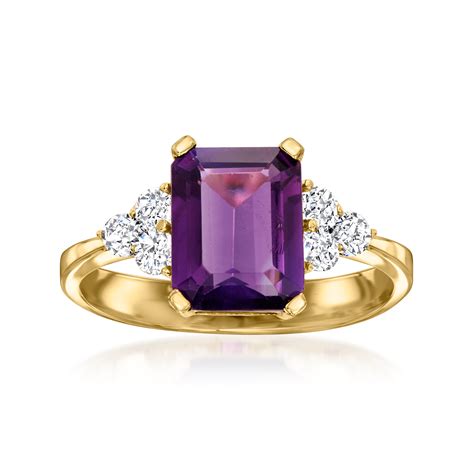 2 50 Carat Amethyst And 27 Ct T W Diamond Ring In 14kt Yellow Gold