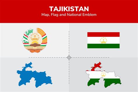 Tajikistan Map, Flag & National Emblem Graphic by shahsoft · Creative ...