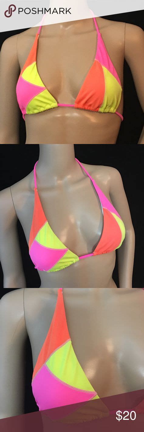 Victorias Secret • Neon Color Block Bikini Top With Images Color