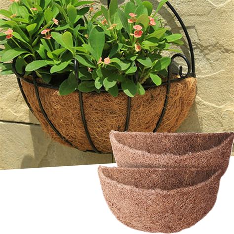 Travelwant 2pcs Round Coco Liners For Hanging Basket Coconut Fiber Planter Liners Coconut Fiber