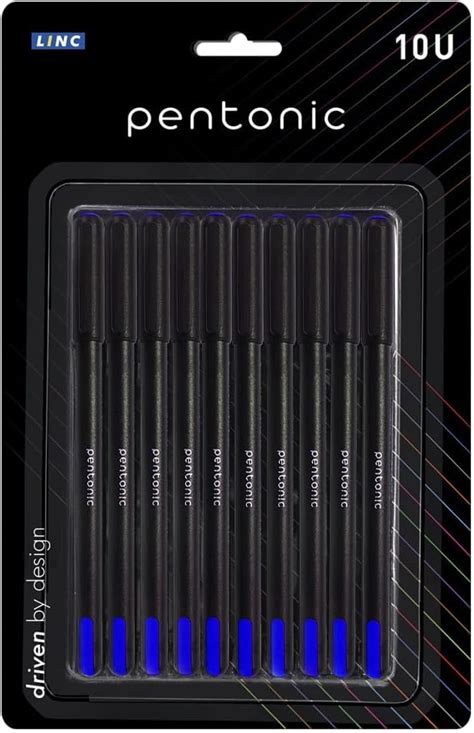 Pentonic Mm Ball Pen Blister Pack Black Body Blue Ink Set Of