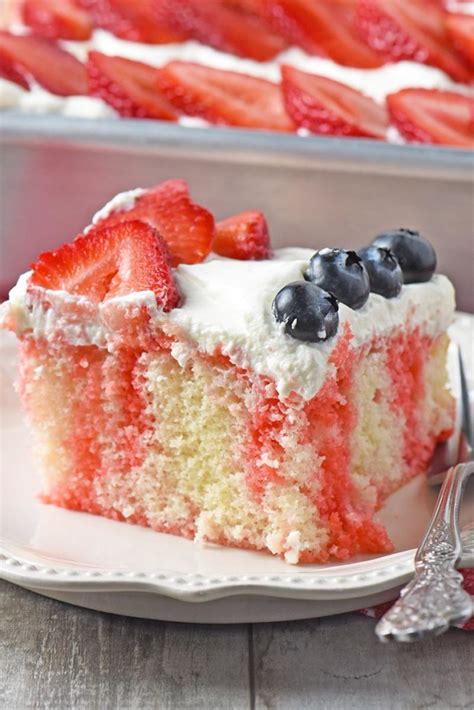 Easy Strawberry Jello Poke Cake Flour On My Fingers