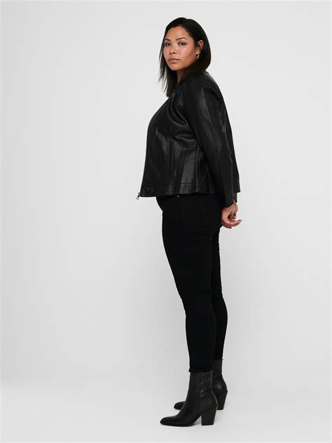 Curvy Faux Leather Jacket Black Only®