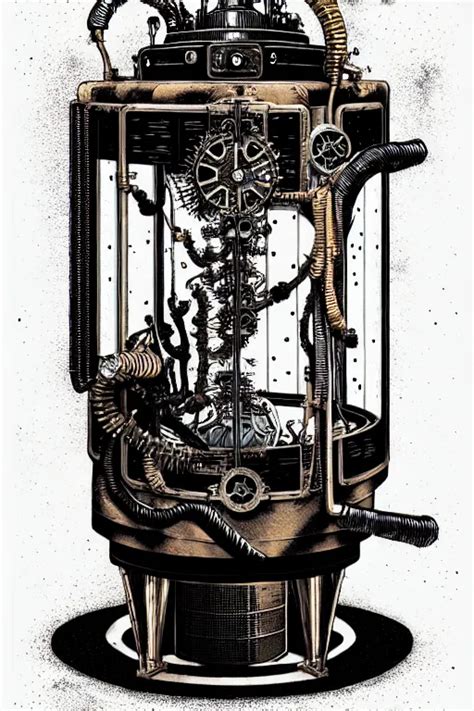 Steampunk Cryo Chamber Containing An Caterpillar High Stable