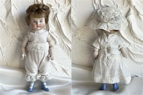 Antique German 6” All Bisque Mignonette Doll Frozen Charlotte Style