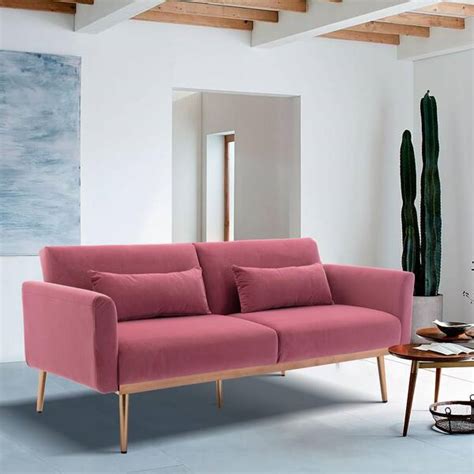 Blush Pink Velvet Sofa Bed Baci Living Room