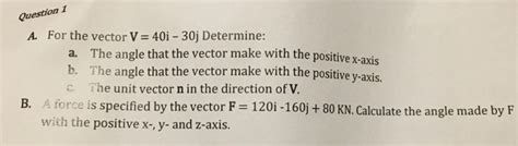 Solved For The Vector V 40i 30j Determine The Angle