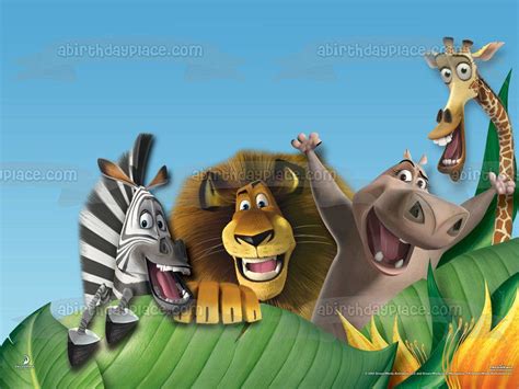 Dreamworks Madagascar Marty Alex Gloria Melman Edible Cake Topper Image