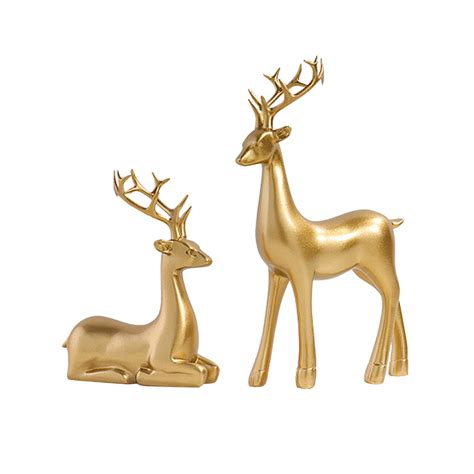 2pcs Reindeer Figurines For Christmas Decor Reindeer Sculpture Black