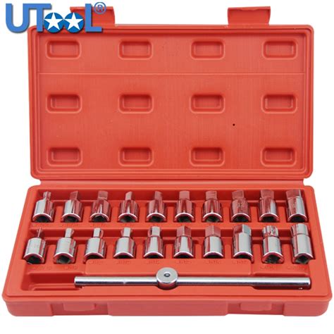 3 8 Dr M16 Oil Drain Sump Plug Socket Key Removal Tool Set 21PC 18PC