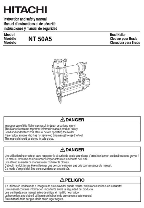 Hitachi Nt 50a5 Instruction And Safety Manual Pdf Download Manualslib