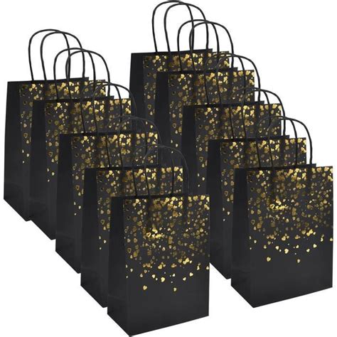 15pcs Sacs en Papier Kraft avec Poignées Sacs Cadeaux De Fête Sac en