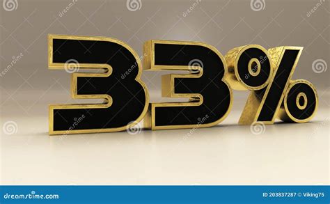 33 Percent 3d Gold and Black Luxury Text Isolated on White Stock ...