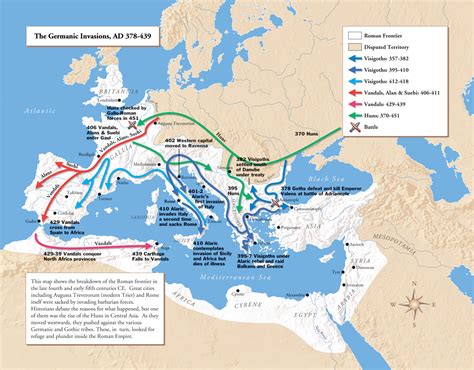 Germanic Invasions Map 378-439 - Europe • mappery