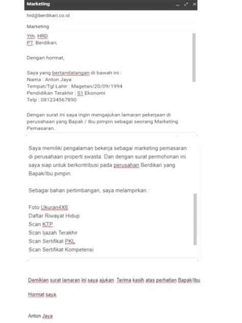 17 Contoh Surat Lamaran Kerja Via Email Terbaru 2024