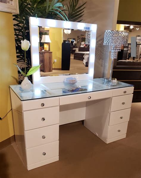 Avery White Vanity Desk And Mirror B4850 Casye Furniture