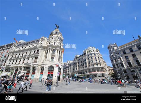 People visit Gran Via shopping street Madrid Spain Stock Photo - Alamy