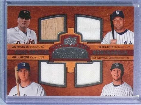 Upper Deck Ballpark Quad Swatch Cal Ripken Derek Jeter Tulowitzki