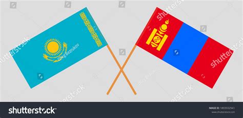 Crossed Flags Of Kazakhstan And Mongolia Royalty Free Stock Vector